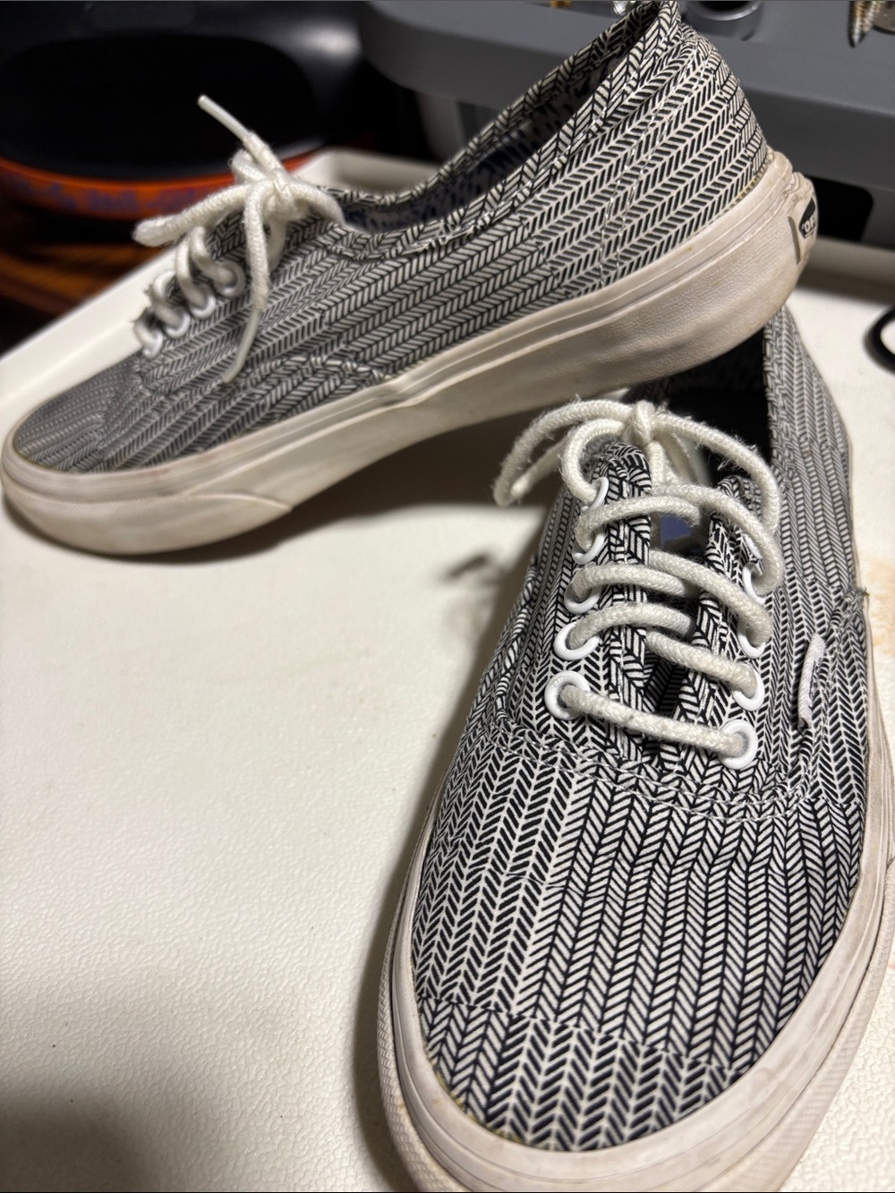 Vans Black and White Chevron Canvas Low-Tops